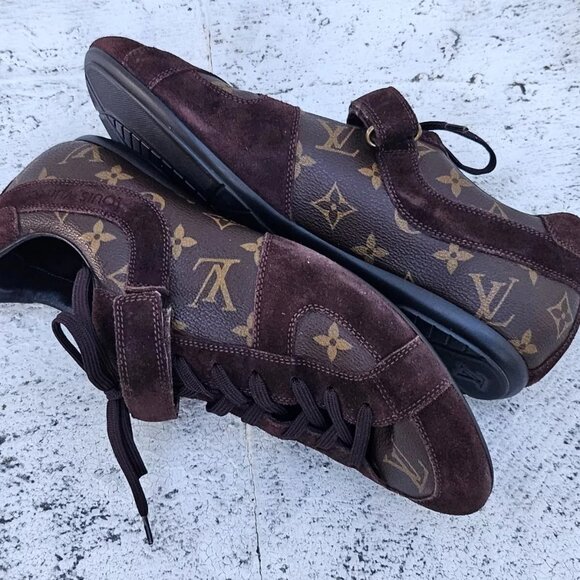 Louis Vuitton Men Shoes Brown LV Logo Lace Up Sneaker Made Italy Size 9UK 10US - Picture 8 of 13